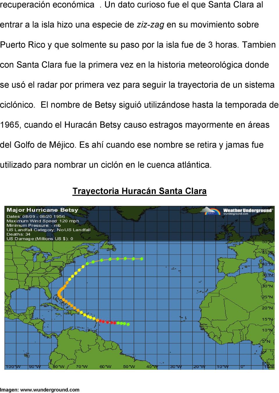 horas. Tambien con Santa Clara fue la primera vez en la historia meteorológica donde se usó el radar por primera vez para seguir la trayectoria de un sistema ciclónico.