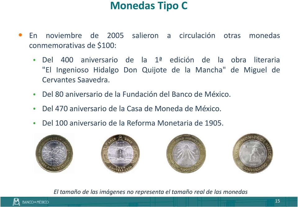 Del 80 aniversario de la Fundación del Banco de México. Del 470 aniversario de la Casa de Moneda de México.
