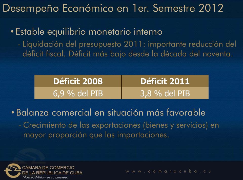 reducción del déficit fiscal. Déficit más bajo desde la década del noventa.
