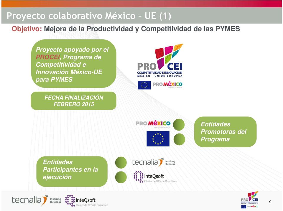 Competitividad e Innovación México-UE para PYMES FECHA FINALIZACIÓN FEBRERO