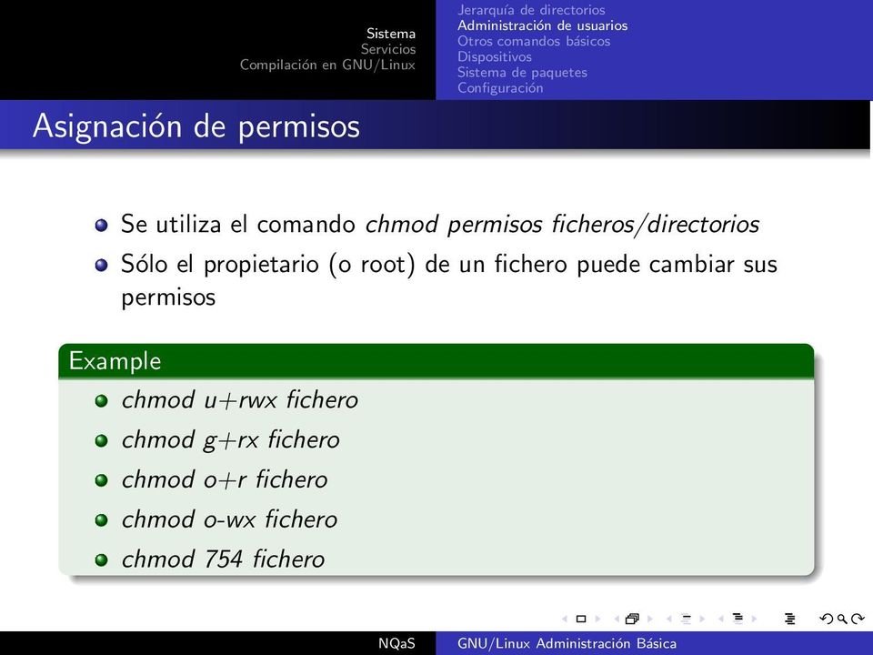 un fichero puede cambiar sus permisos chmod u+rwx fichero