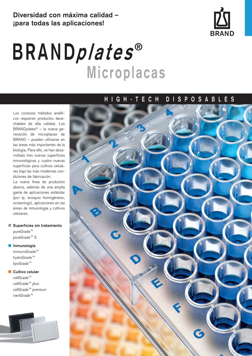 Los BRANDplates la nueva generación de microplacas de BRAND pueden utilizarse en las áreas más importantes de la biología.