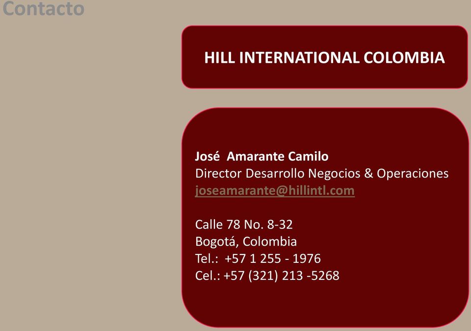 joseamarante@hillintl.com Calle 78 No.