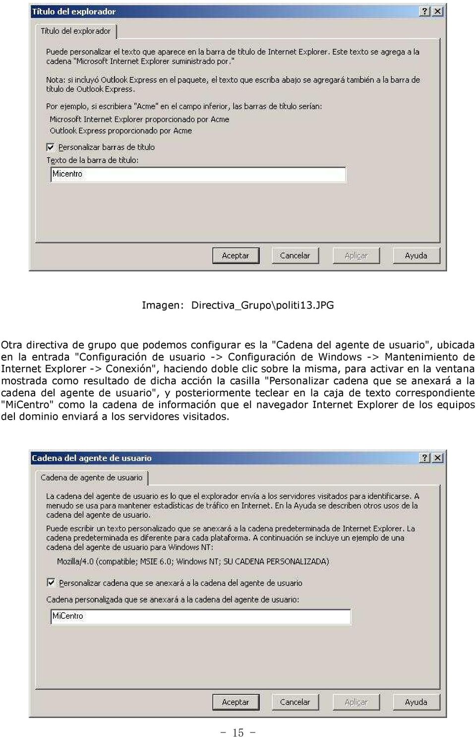 Windows -> Mantenimiento de Internet Explorer -> Conexión", haciendo doble clic sobre la misma, para activar en la ventana mostrada como resultado de dicha