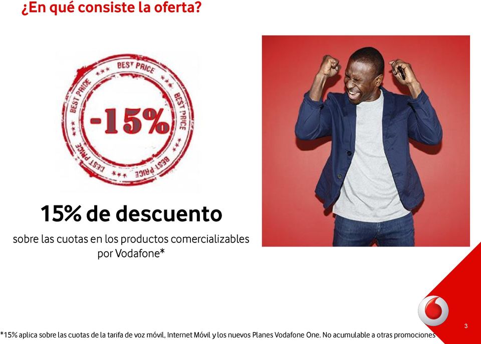comercializables por Vodafone* *15% aplica sobre las cuotas de