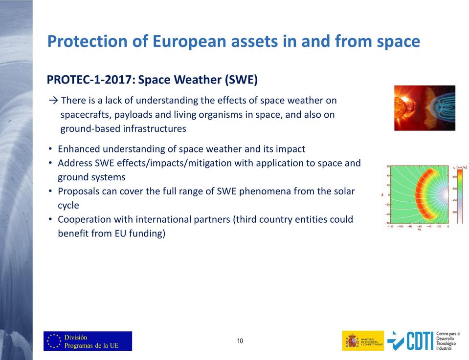 weather and its impact Address SWE effects/impacts/mitigation with application to space and ground systems Proposals can cover the full