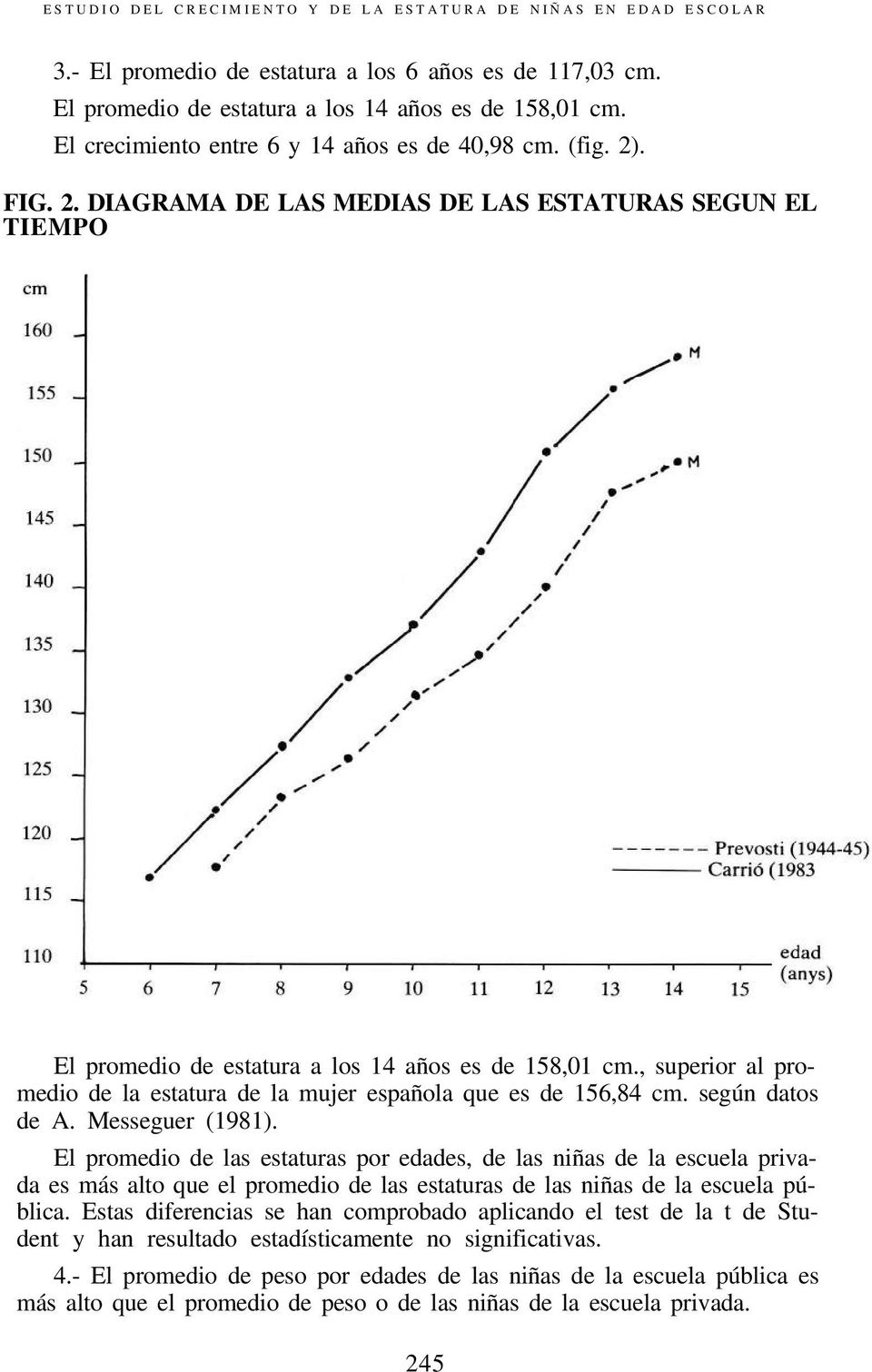 , superior al promedio de la estatura de la mujer española que es de 156,84 cm. según datos de A. Messeguer (1981).