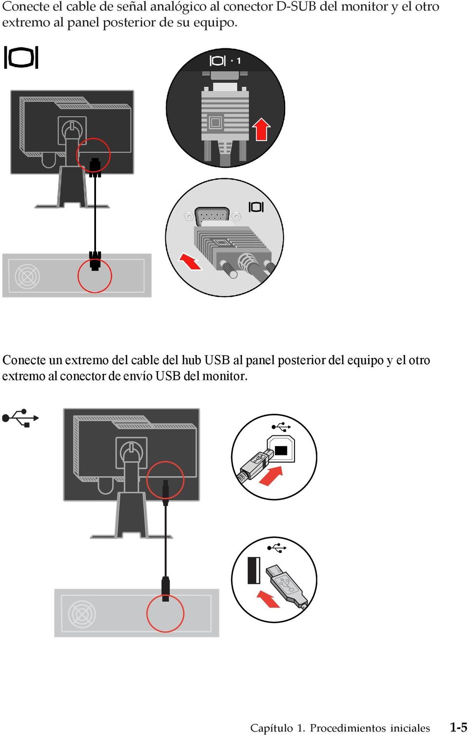 Conecte un extremo del cable del hub USB al panel posterior del equipo