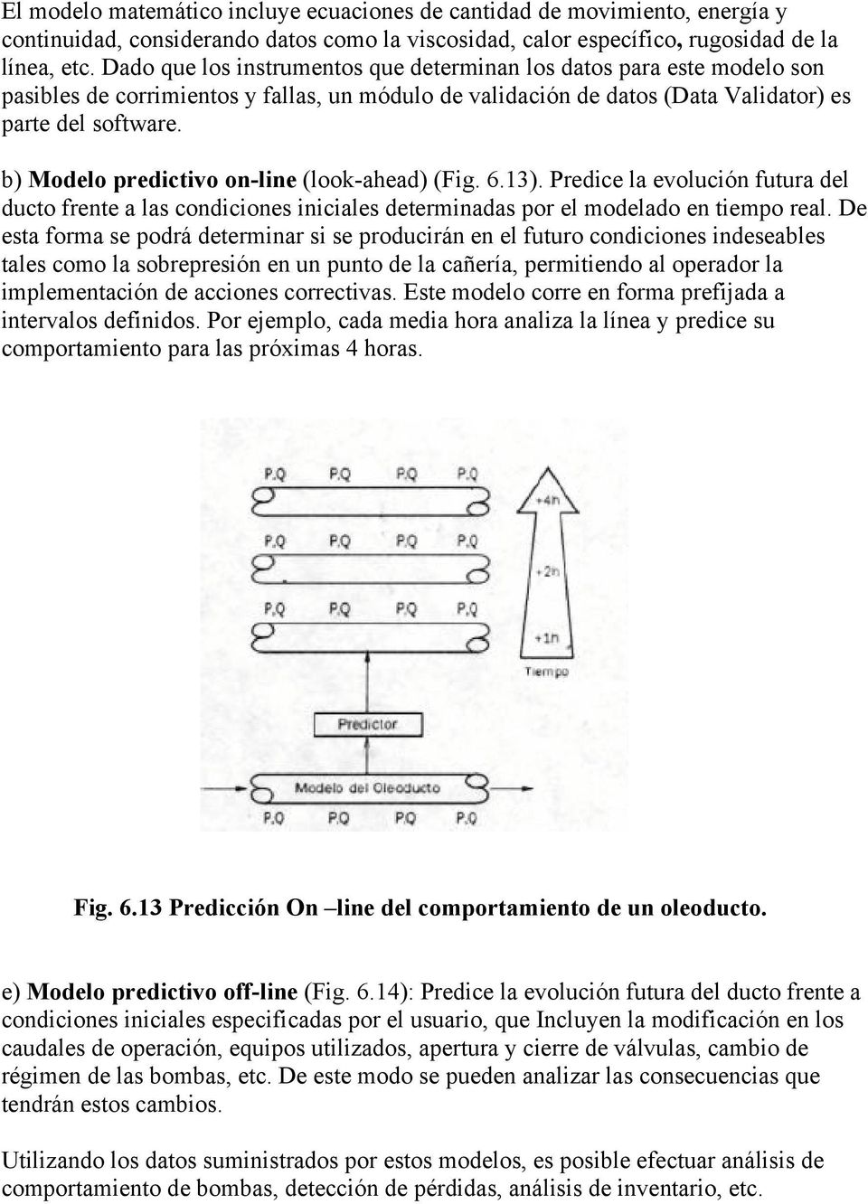 b) Modelo predictivo on-line (look-ahead) (Fig. 6.13). Predice la evolución futura del ducto frente a las condiciones iniciales determinadas por el modelado en tiempo real.