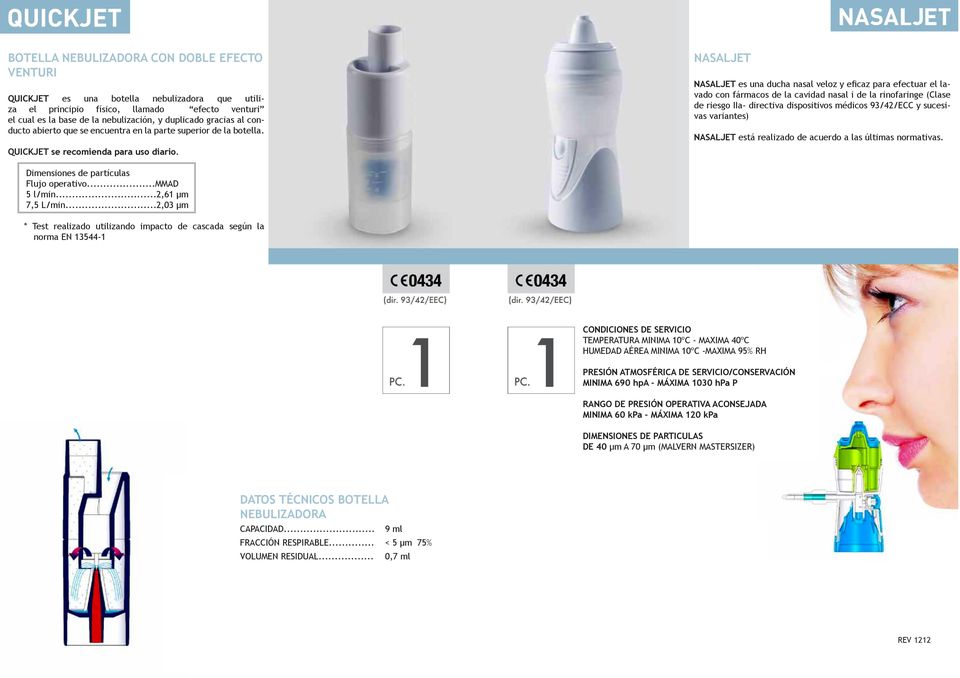 NASALJET NASALJET es una ducha nasal veloz y eficaz para efectuar el lavado con fármacos de la cavidad nasal i de la rinofaringe (Clase de riesgo IIa- directiva dispositivos médicos 93/42/ECC y