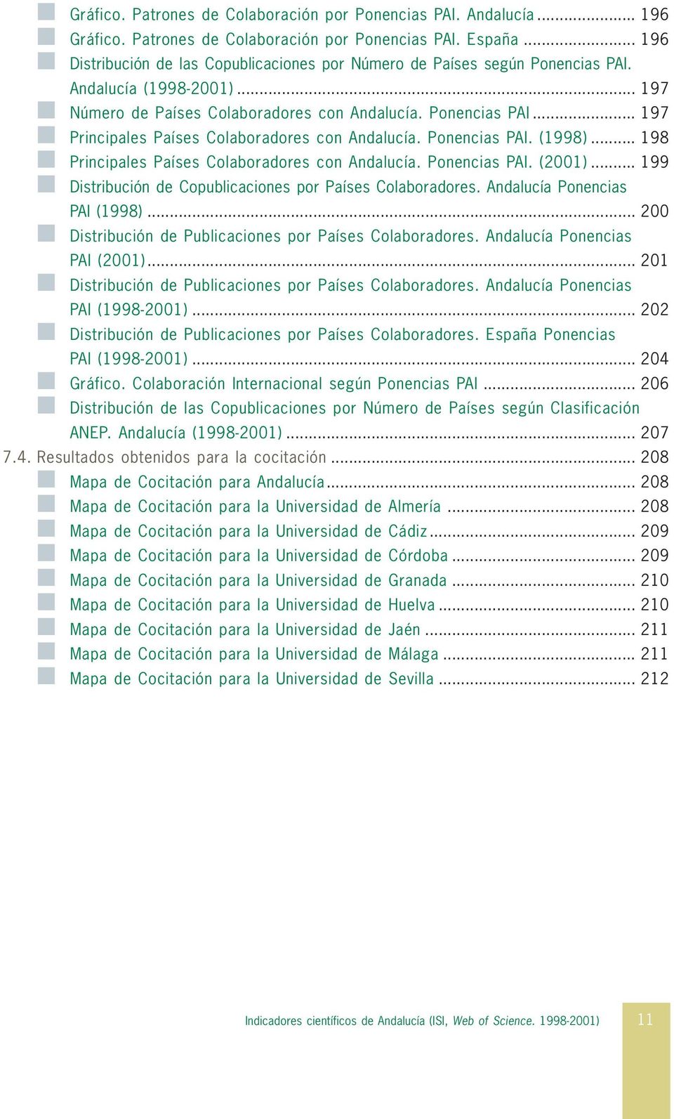 Ponencias PAI. (1998)... 198 Principales Países Colaboradores con Andalucía. Ponencias PAI. (2001)... 199 Distribución de Copublicaciones por Países Colaboradores. Andalucía Ponencias PAI (1998).