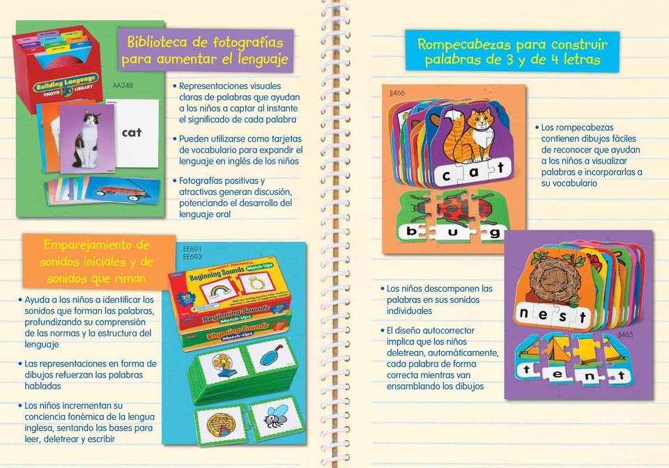 potenciando el desarrollo del lenguaje oral JJ466 Los rompecabezas contienen dibujos fáciles de reconocer que ayudan a los niños a visualizar palabras e incorporarlas a su vocabulario Emparejamiento