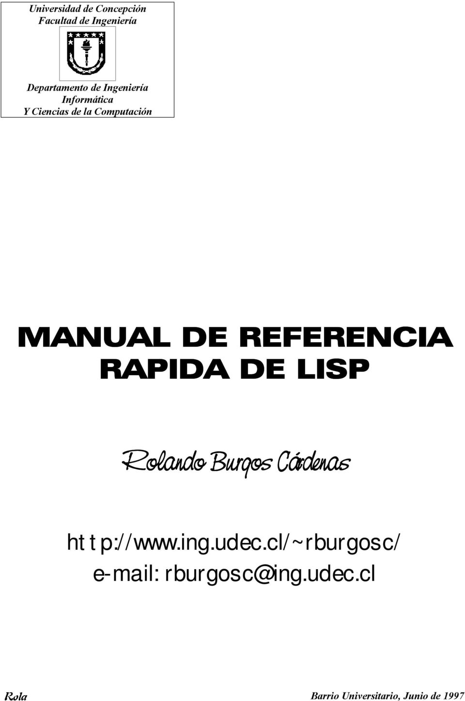 DE REFERENCIA RAPIDA DE LISP http://www.ing.udec.