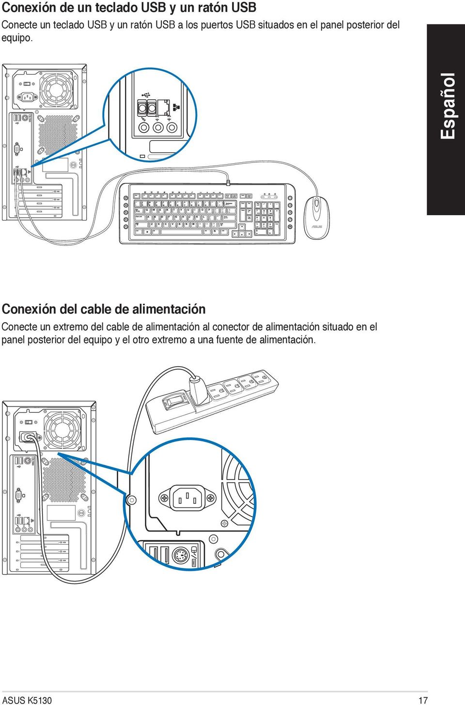 ` Conexión del cable de alimentación Conecte un extremo del cable de alimentación al