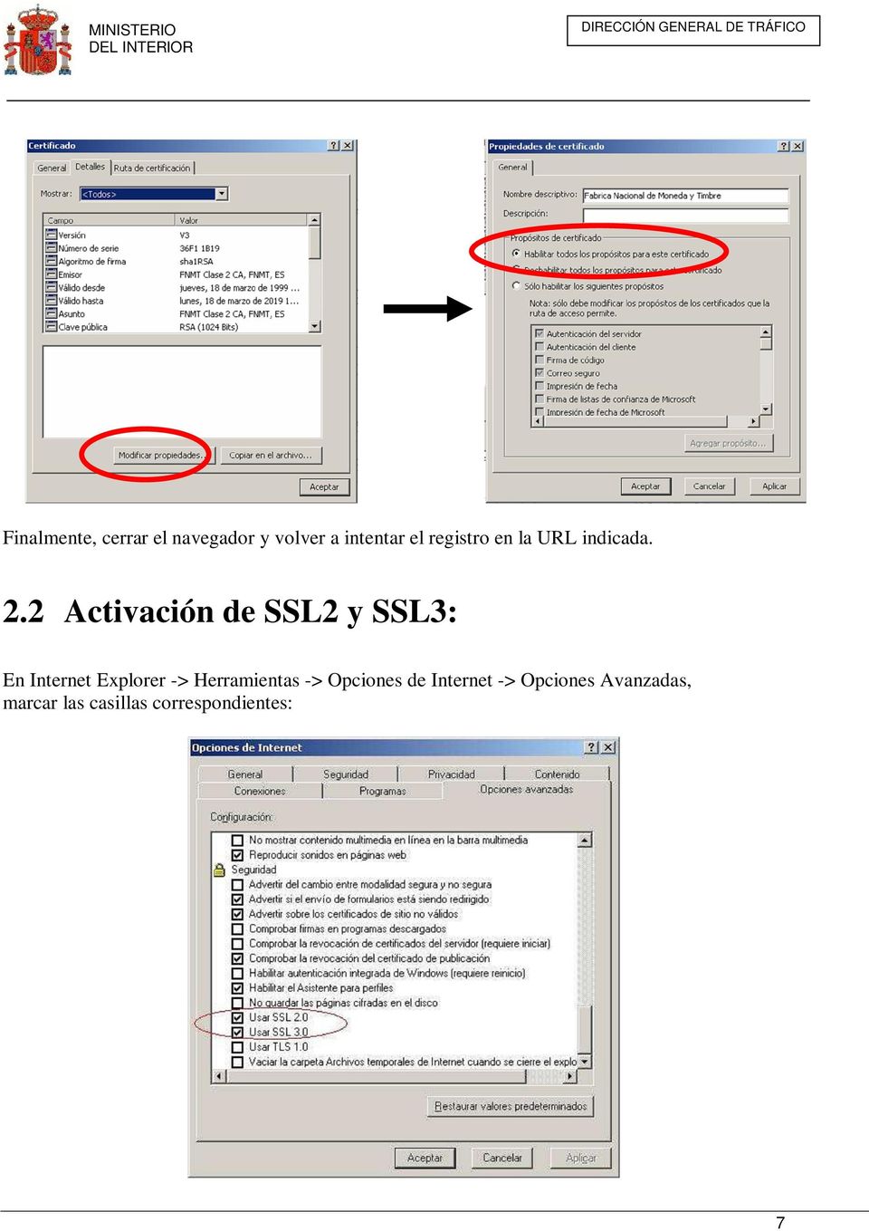 2 Activación de SSL2 y SSL3: En Internet Explorer ->