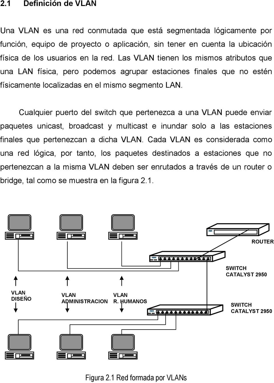 Cualquier puerto del switch que pertenezca a una VLAN puede enviar paquetes unicast, broadcast y multicast e inundar solo a las estaciones finales que pertenezcan a dicha VLAN.
