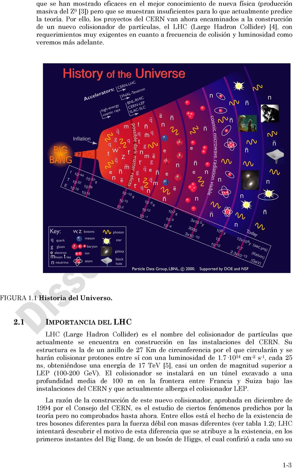 frecuencia de colisión y luminosidad como veremos más adelante. FIGURA 1.1 Historia del Universo. 2.