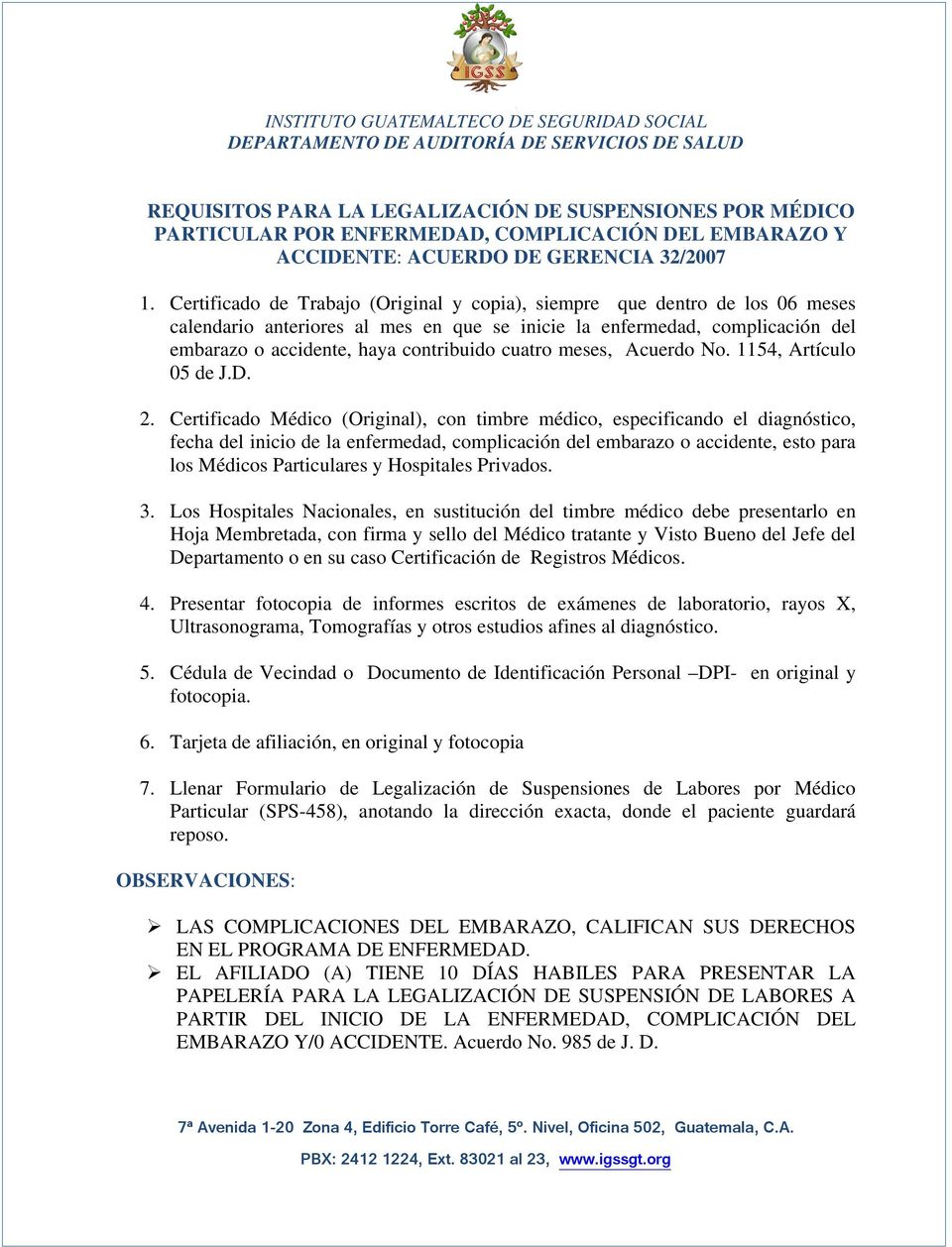 Instituto Guatemalteco De Seguridad Social Departamento De