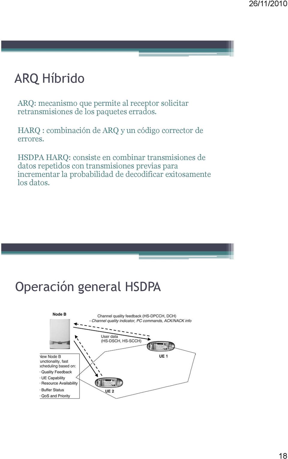 HSDPA HARQ: consiste en combinar transmisiones de datos repetidos con transmisiones