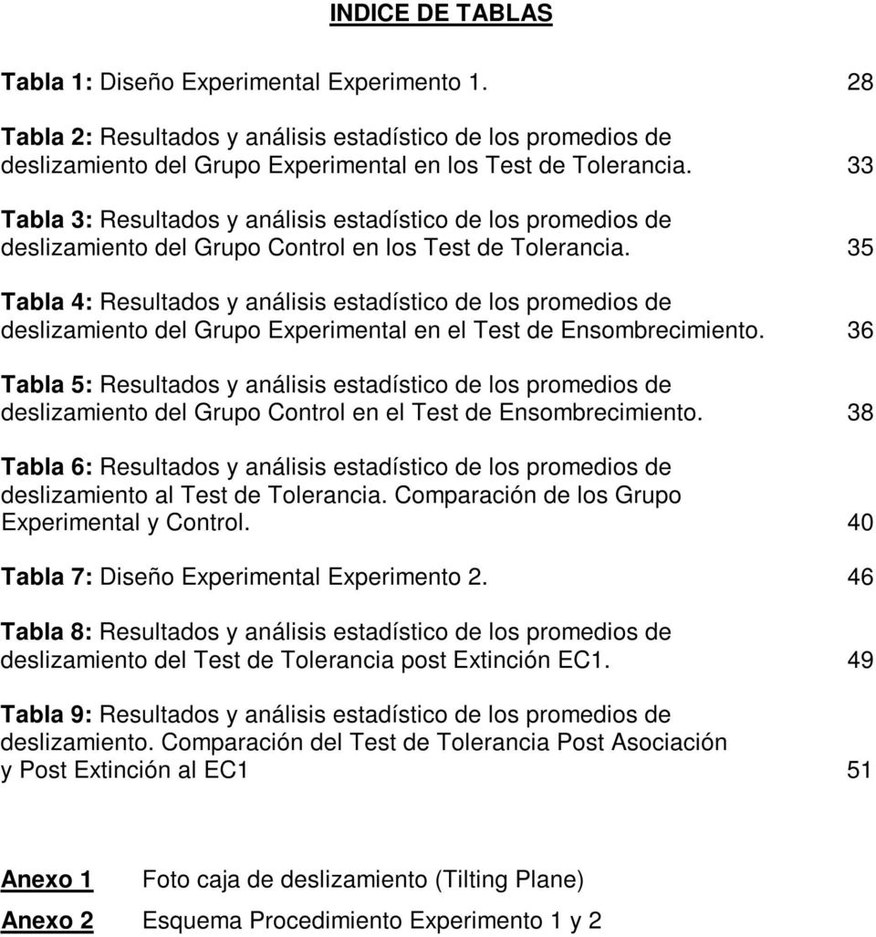 35 Tabla 4: Resultados y análisis estadístico de los promedios de deslizamiento del Grupo Experimental en el Test de Ensombrecimiento.
