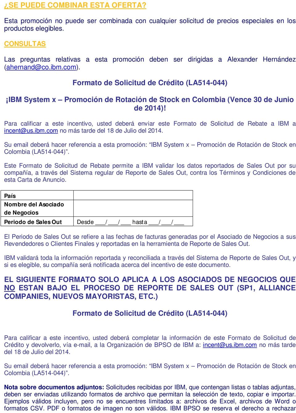 Formato de Solicitud de Crédito (LA514-044) IBM System x Promoción de Rotación de Stock en Colombia (Vence 30 de Junio de 2014)!