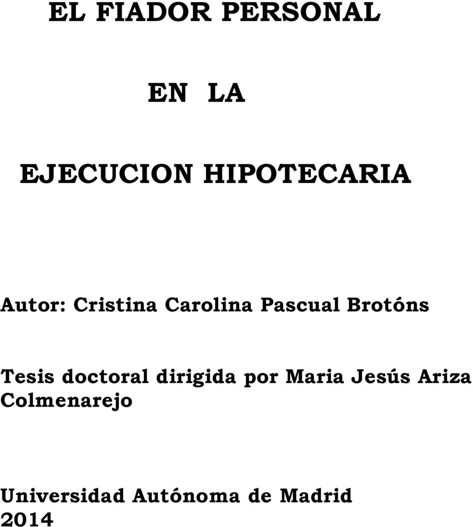 Brotóns Tesis doctoral dirigida por Maria