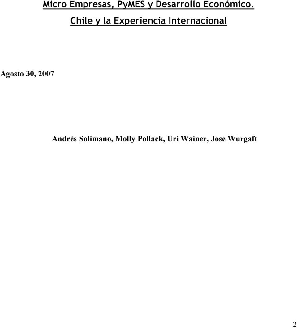 Chile y la Experiencia Internacional
