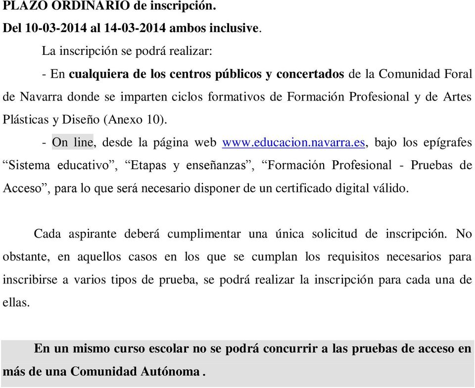 Plásticas y Diseño (Anexo 10). - On line, desde la página web www.educacion.navarra.
