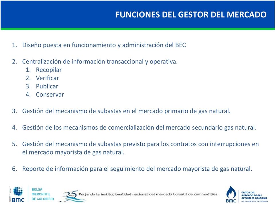 Gestión del mecanismo de subastas en el mercado primario de gas natural. 4.