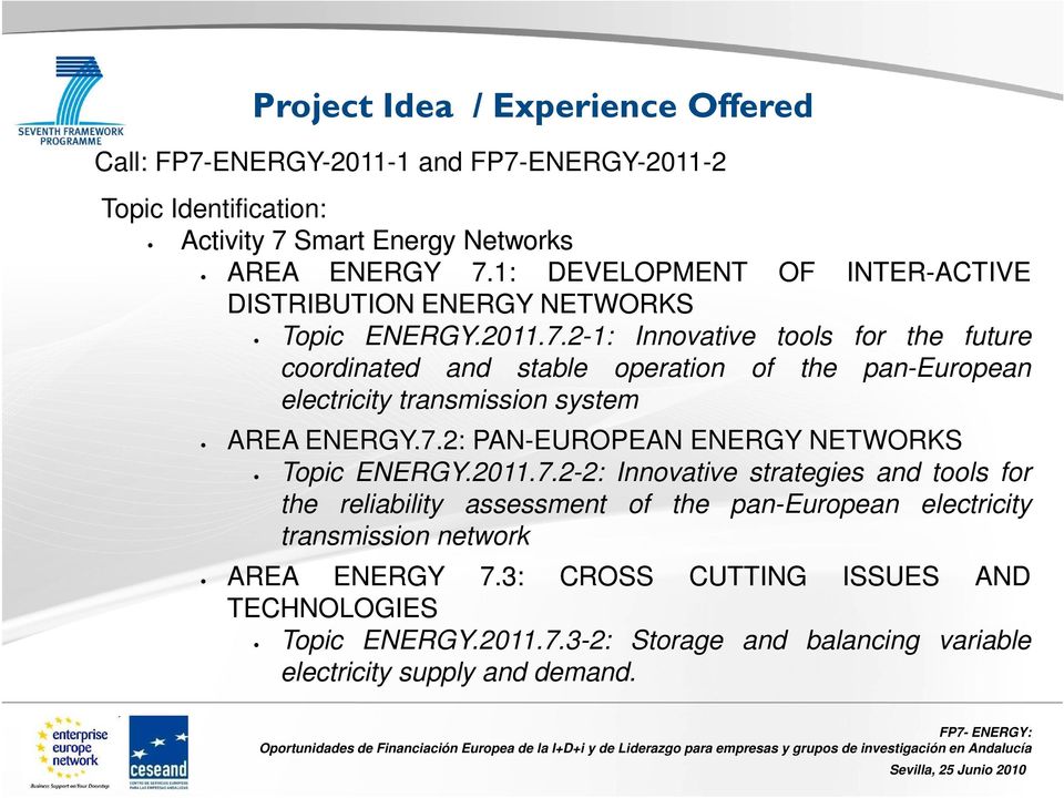 2-1: Innovative tools for the future coordinated and stable operation of the pan-european electricity transmission system AREA ENERGY.7.