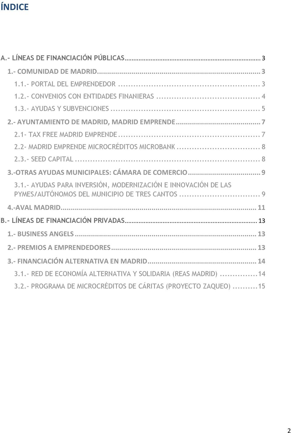 -OTRAS AYUDAS MUNICIPALES: CÁMARA DE COMERCIO... 9 3.1.- AYUDAS PARA INVERSIÓN, MODERNIZACIÓN E INNOVACIÓN DE LAS PYMES/AUTÓNOMOS DEL MUNICIPIO DE TRES CANTOS... 9 4.-AVAL MADRID... 11 B.
