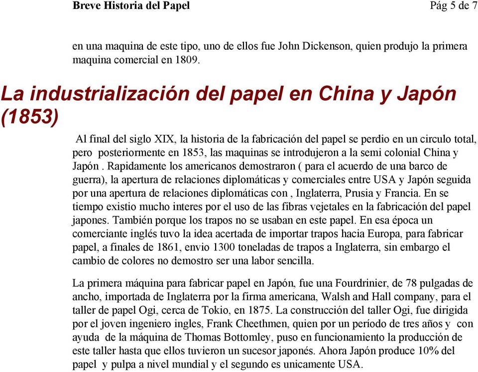factor Contradecir No de moda Breve Historia del Papel - PDF Descargar libre