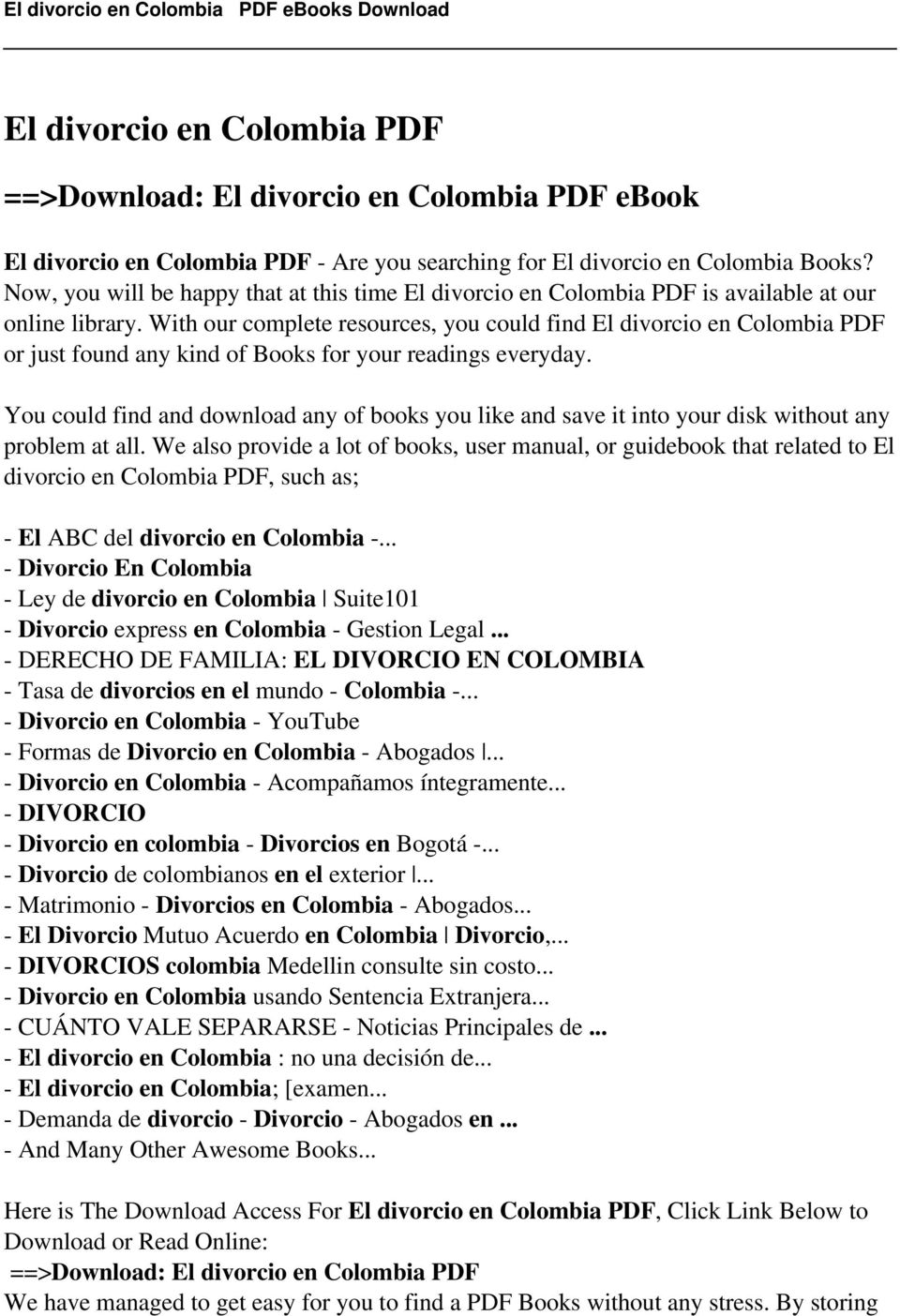 With our complete resources, you could find El divorcio en Colombia PDF or just found any kind of Books for your readings everyday.