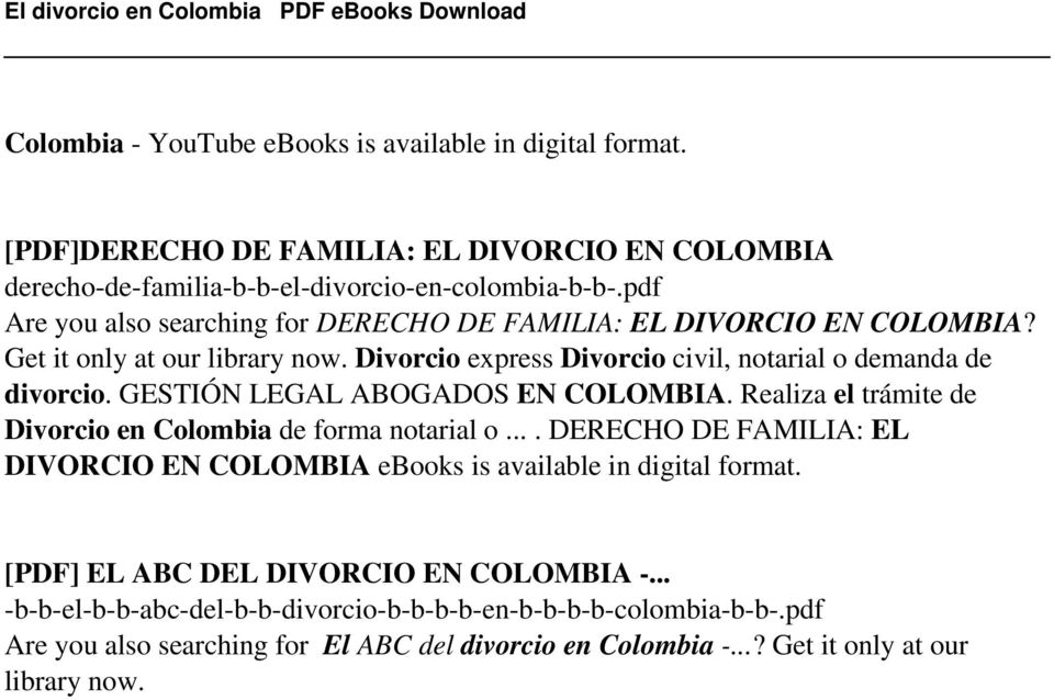 Get it only at our library now. Divorcio express Divorcio civil, notarial o demanda de divorcio. GESTIÓN LEGAL ABOGADOS EN COLOMBIA. Realiza el trámite de Divorcio en Colombia de forma notarial o.