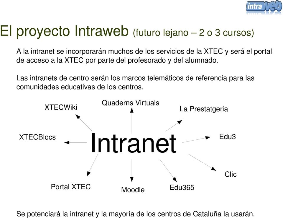 Las intranets de centro serán los marcos telemáticos de referencia para las comunidades educativas de los centros.