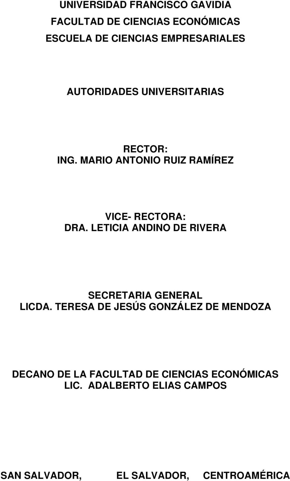 LETICIA ANDINO DE RIVERA SECRETARIA GENERAL LICDA.