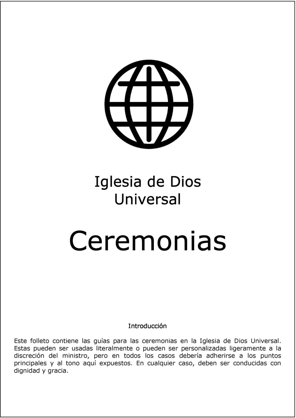 Iglesia de Dios Universal. Ceremonias. Introducción - PDF Descargar libre
