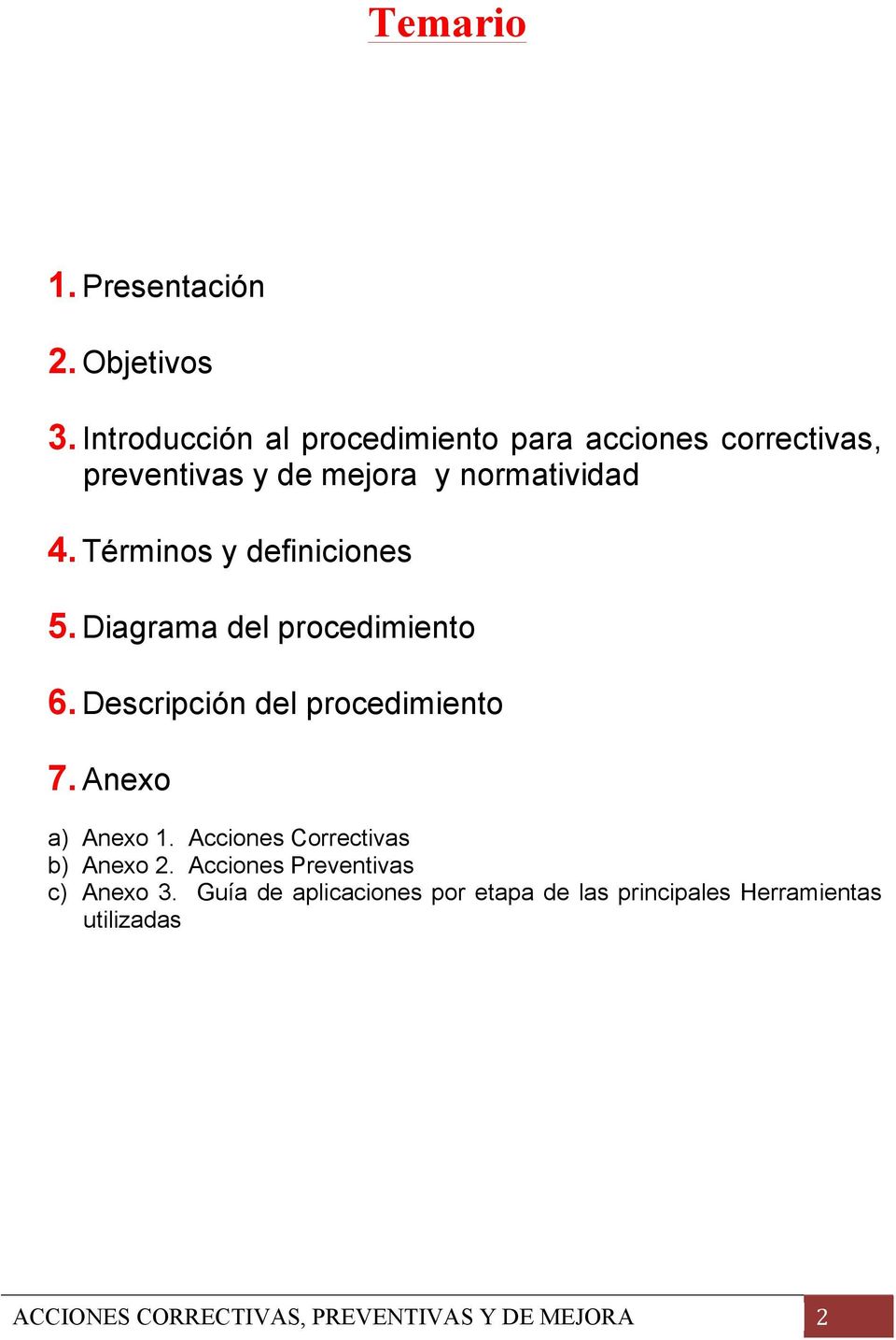 4. Términos y definiciones 5. Diagrama del procedimiento 6. Descripción del procedimiento 7.
