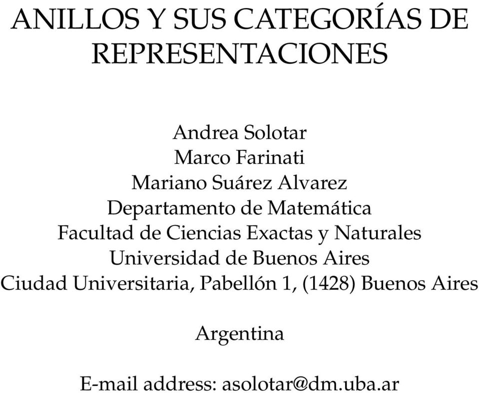 Ciencias Exactas y Naturales Universidad de Buenos Aires Ciudad