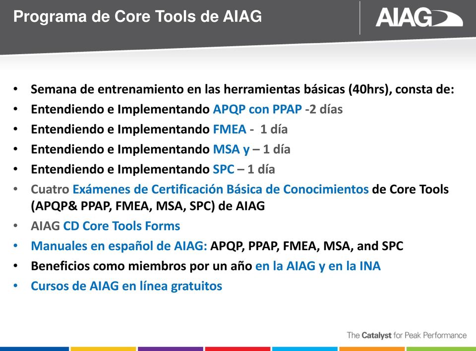 Exámenes de Certificación Básica de Conocimientos de Core Tools (APQP& PPAP, FMEA, MSA, SPC) de AIAG AIAG CD Core Tools Forms Manuales en