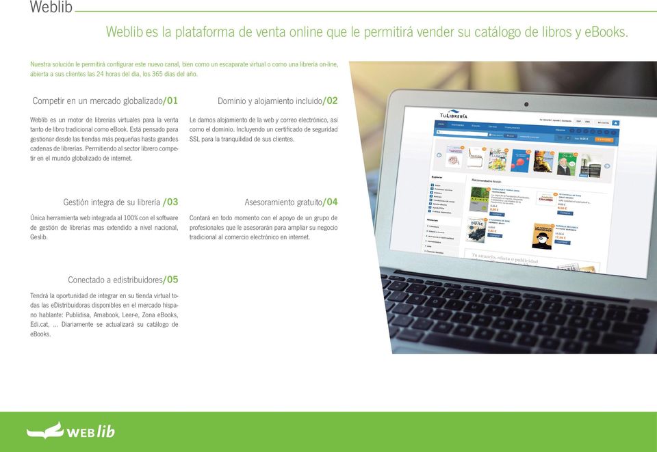 Competir en un mercado globalizado/01 Weblib es un motor de librerías virtuales para la venta tanto de libro tradicional como ebook.