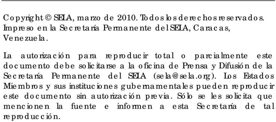 Secretaría Permanente del SELA (sela@sela.org).