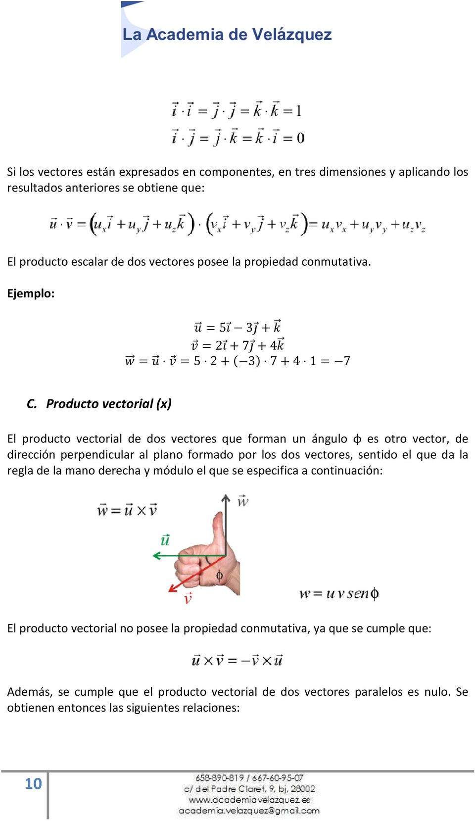 Producto vectorial (x) El producto vectorial de dos vectores que forman un ángulo φ es otro vector, de dirección perpendicular al plano formado por los dos vectores, sentido el