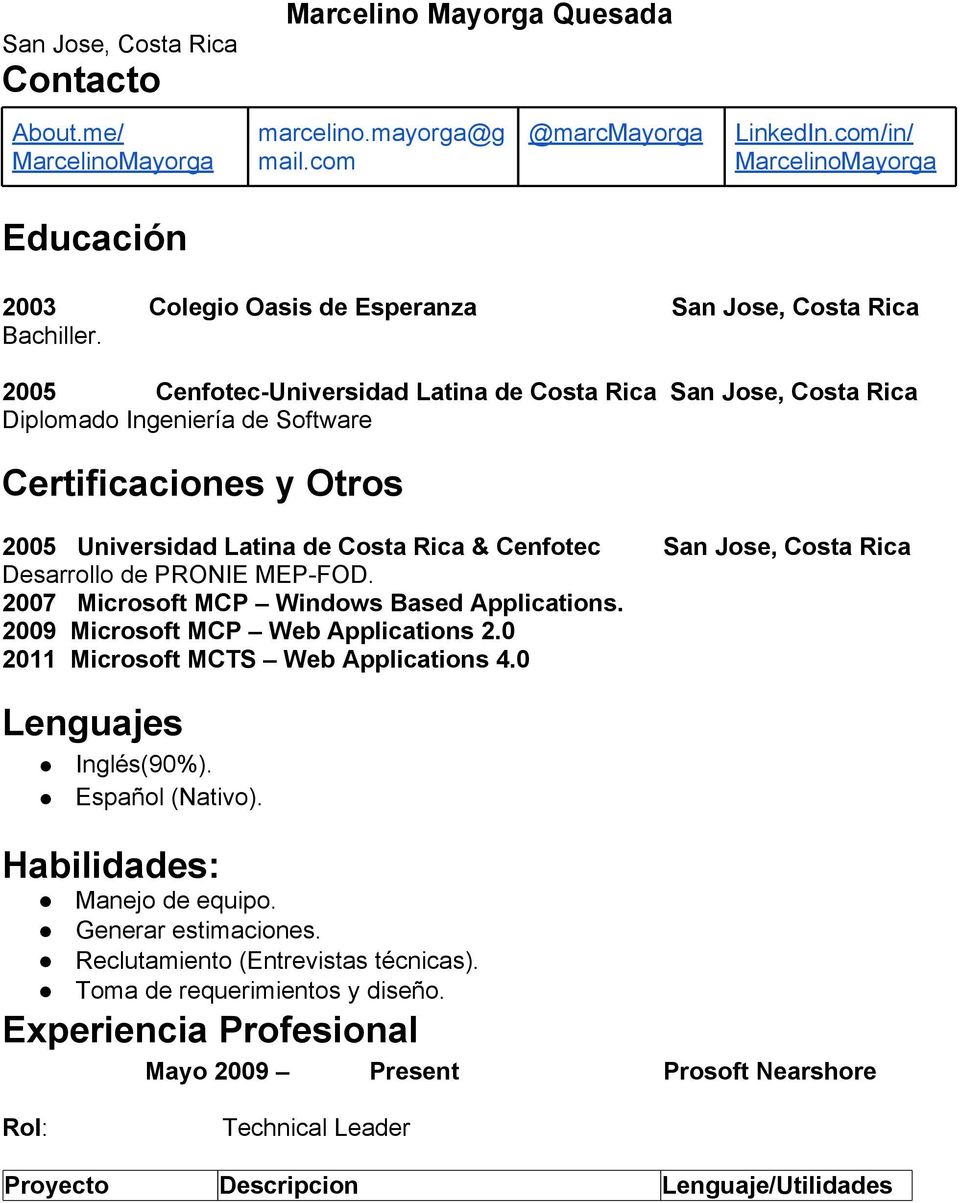 2005 Cenfotec-Universidad Latina de Costa Rica San Jose, Costa Rica Diplomado Ingeniería de Software Certificaciones y Otros 2005 Universidad Latina de Costa Rica & Cenfotec San Jose, Costa Rica