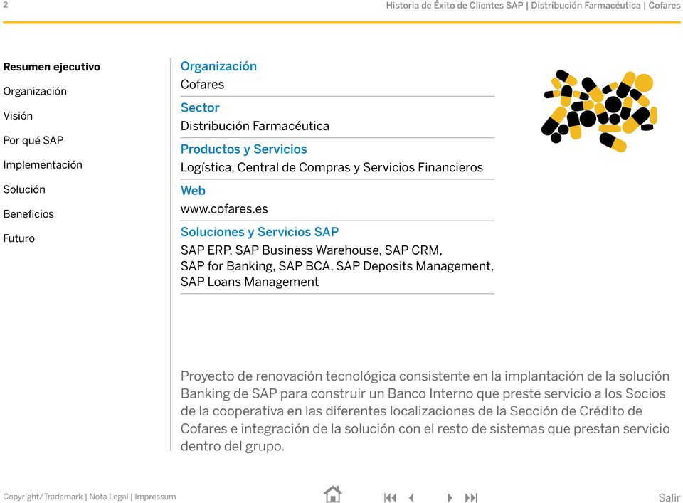 es Soluciones y Servicios SAP SAP ERP, SAP Business Warehouse, SAP CRM, SAP for Banking, SAP BCA, SAP Deposits Management, SAP Loans Management Proyecto de renovación