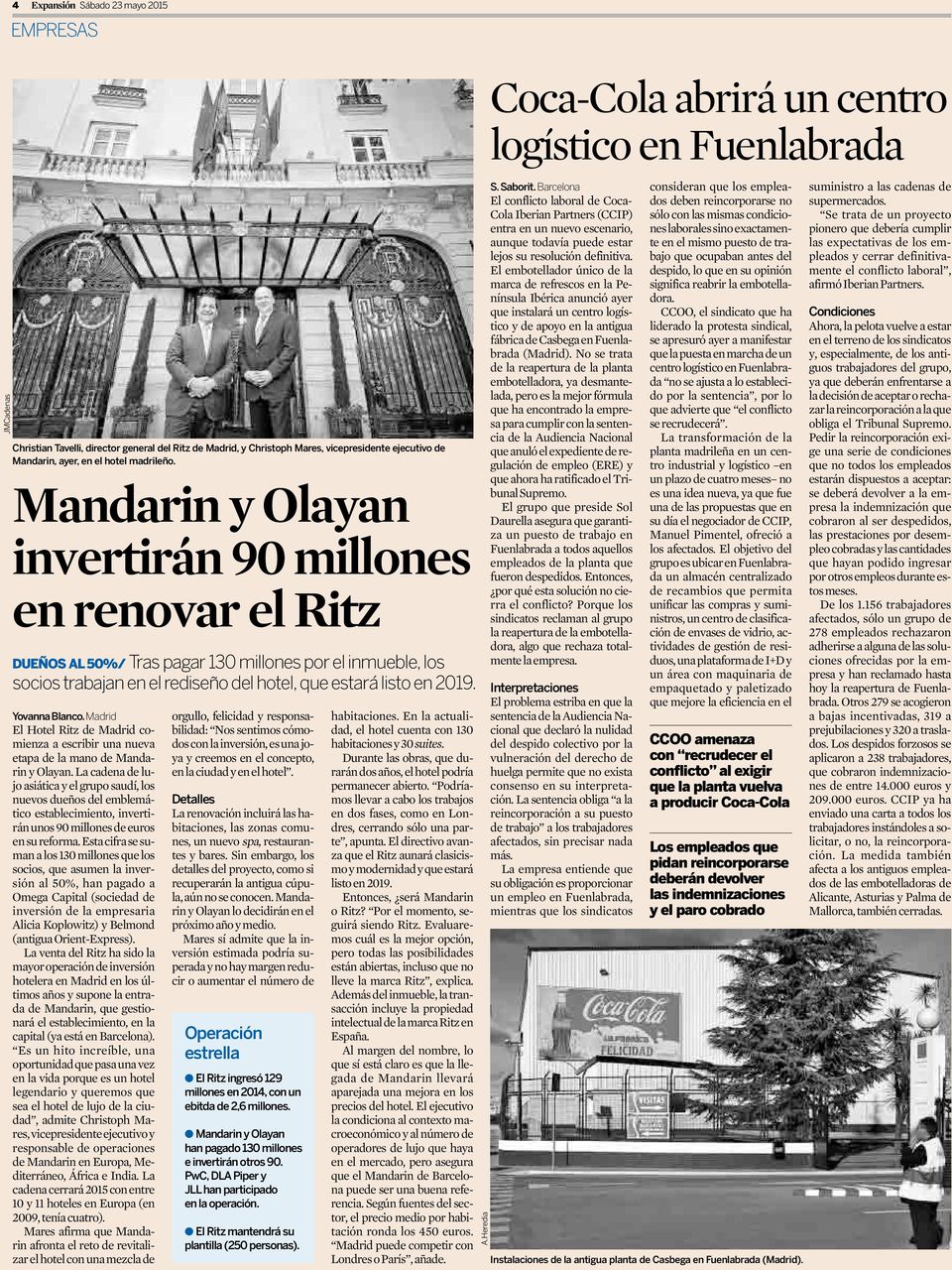 Yovanna Blanco. Madrid El Hotel Ritz de Madrid comienza a escribir una nueva etapa de la mano de Mandarin y Olayan.
