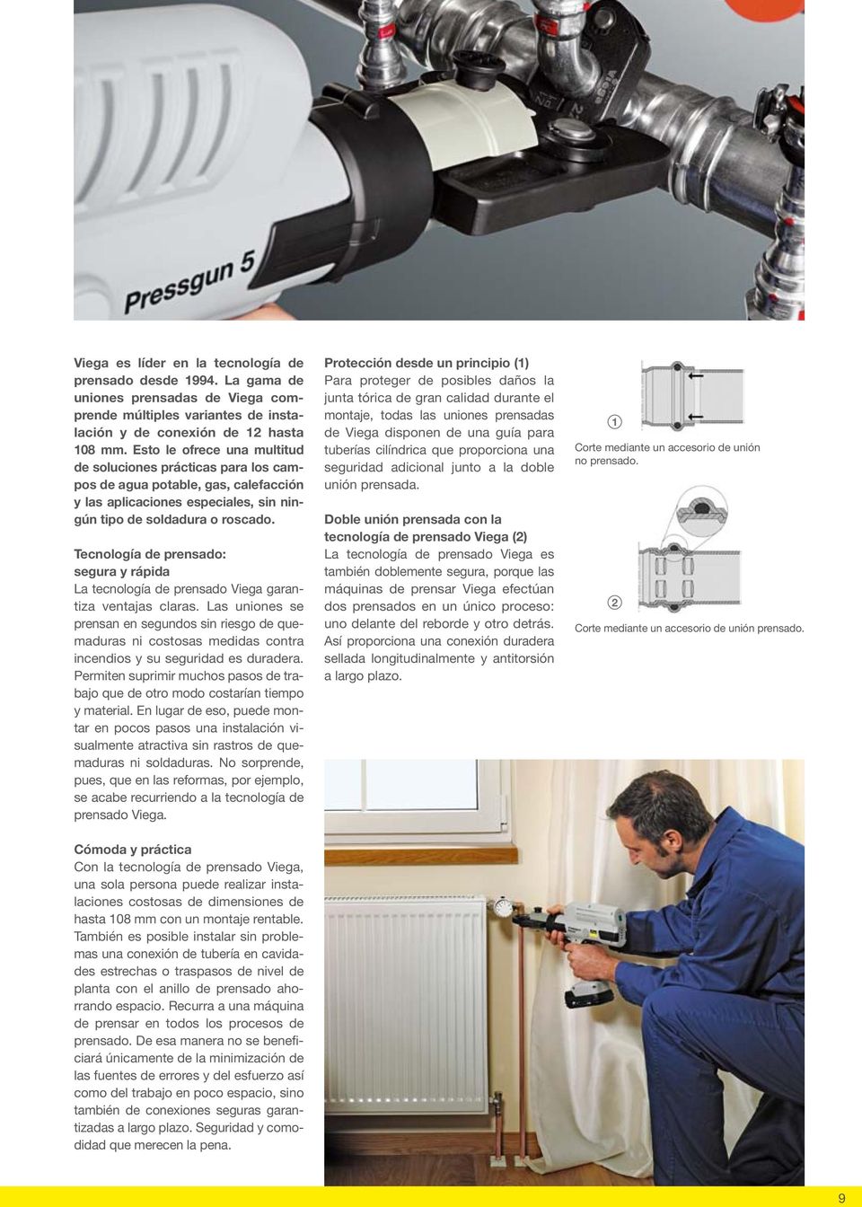 Tecnología de prensado: segura y rápida La tecnología de prensado Viega garantiza ventajas claras.