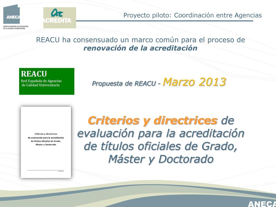 Propuesta de REACU - Marzo 2013 Criterios y directrices de