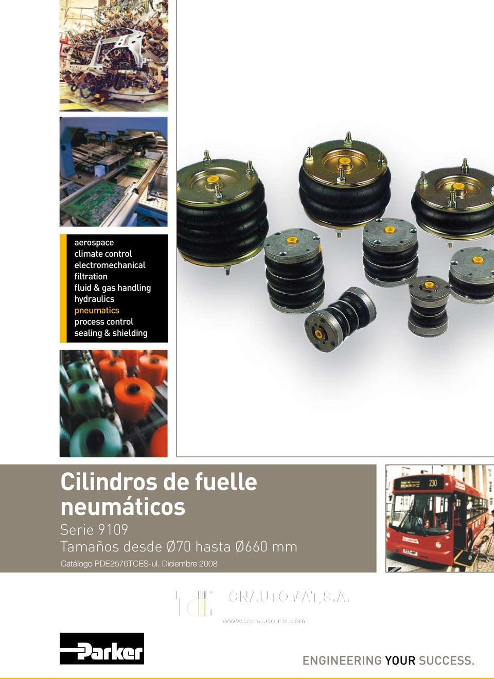 & shielding Cilindros de fuelle neumáticos Serie 9109 Tamaños