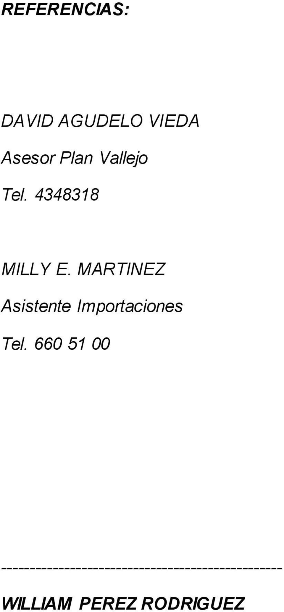 MARTINEZ Asistente Importaciones Tel.